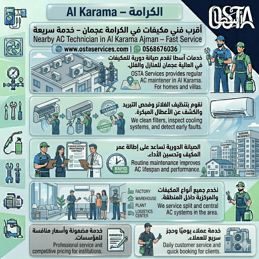 أقرب فني مكيفات في الكرامة عجمان