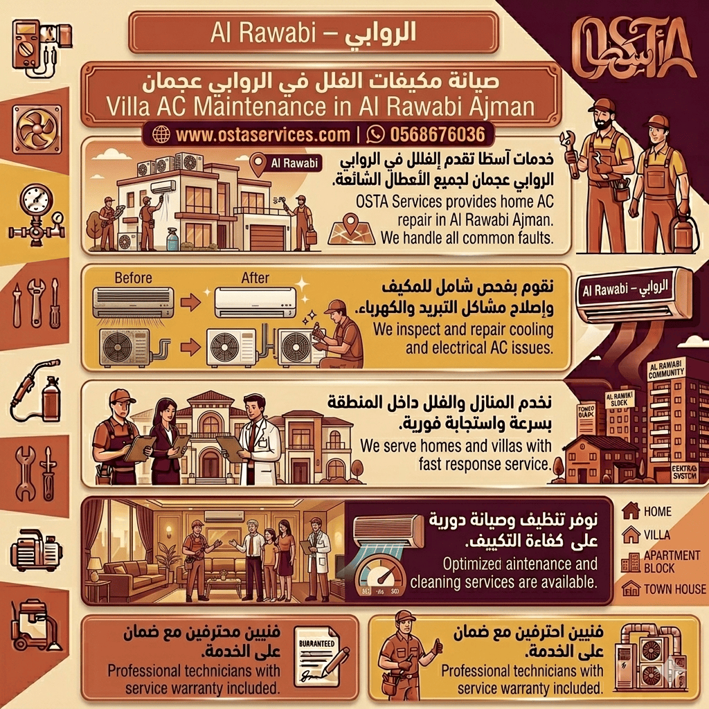 صيانة مكيفات الفلل في الروابي عجمان 