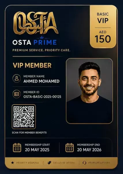 OSTA Prime Basic apartment plan - AED 150 per year, 1 free inspection and 10% discount