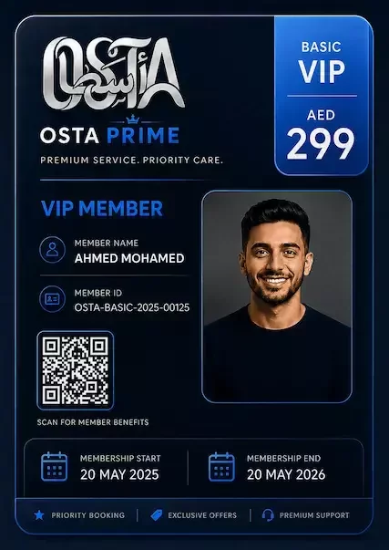 OSTA Prime Plus apartment plan - AED 299 per year, 2 free inspections and 15% discount